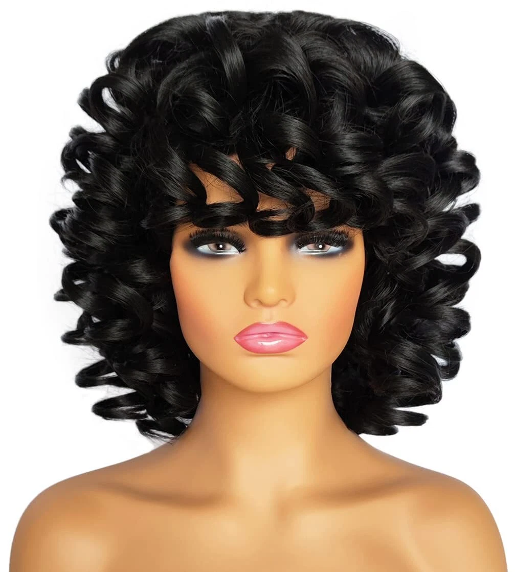 Black curly afro clearance wigs