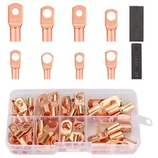 140pcs Copper Wire Lugs Battery Cable Ends Terminal Connectors Assortment Kit