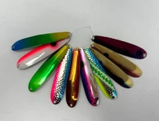 * REEF RUNNER *  STAMPED SPOON COLOR SAMPLES ' 3.5" ' LOT OF 10 COLORS/PATTERNS