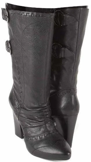 Novo Sapato Bota Feminina BIVIEL Couro Preto Salto Médio Bezerro Tamanho 7.5 M 38.5 EUR - Imagem 2 de 4