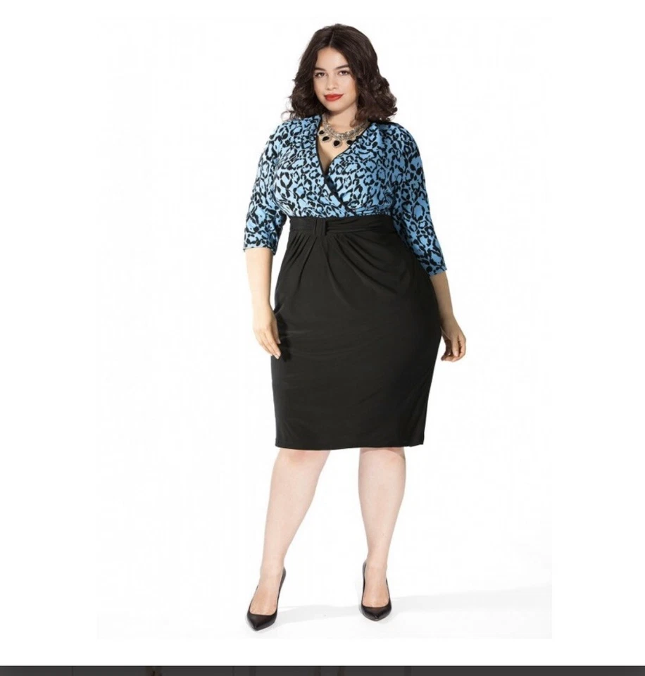 Vestido de Carrera IGIGI Gabriella Azul Negro Ajustado Formal/Versátil Talla Grande 14/16 Foto 2 de 4