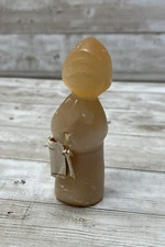 Vintage Russian Selenite Stone Carved Figurine, A Girl In Traditional Dress