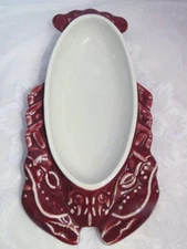 Vintage Hall China LOBSTER Dish Red Burgundy Restaurant Casserole Au Gratin #234