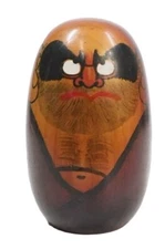 Vintage Japanese Sosaku Kokeshi “Daruma Taishi” Wooden Small Doll H3" c1970s