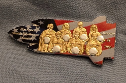 Space Shuttle Challenger Gold Silver Coin NASA Stars & Stripes Flag Trek Wars UK - Picture 17 of 24