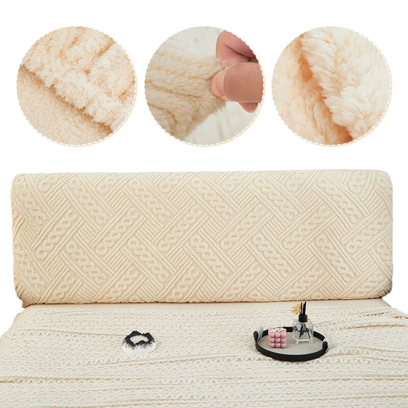 Funda de cabecero de cama elástica de felpa cubierta antideslizante protector de respaldo suave Foto 2 de 4