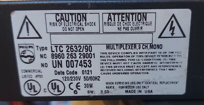 BOSCH PHILIPS LTC 2632/90 - Video Multiplexer - 120/230 VAC - ERSATZTEILE