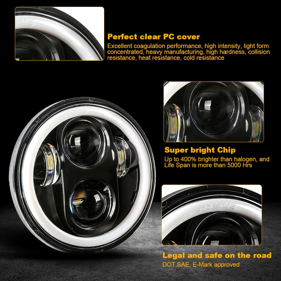 4 PIEZAS 5.75" LED Faros Alto/Bajo RGB Anillo Ojos de Ángel para Plymouth Fury 1958-1974 Foto 4 de 4