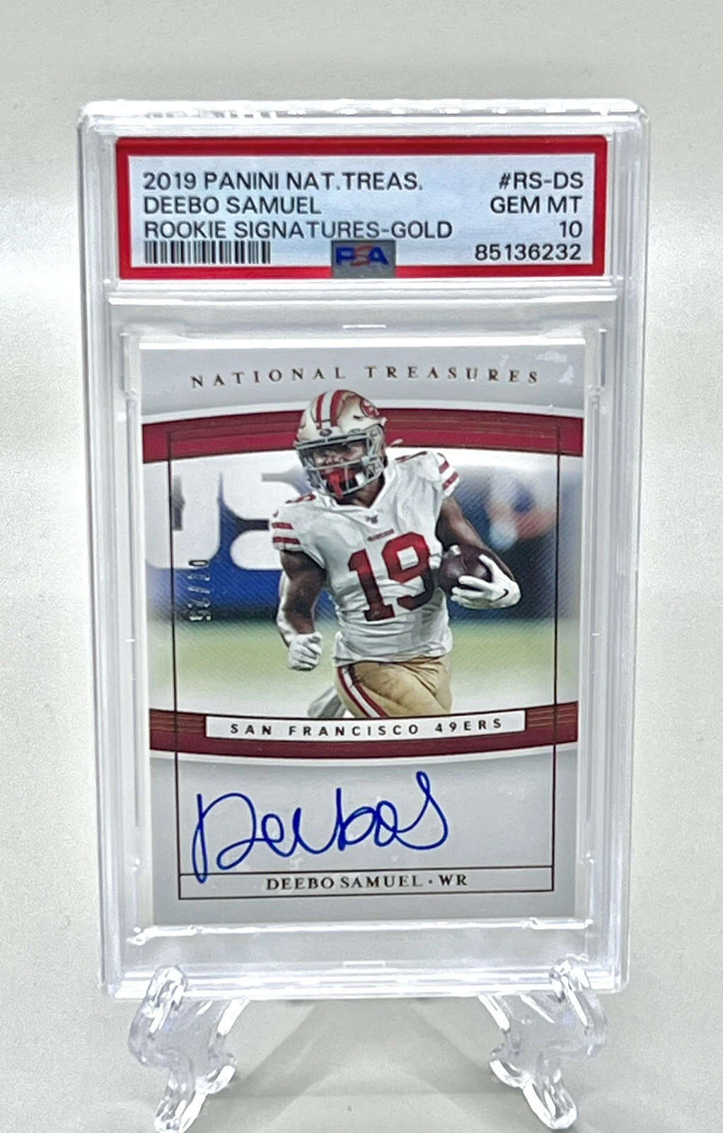 Deebo Samuel Panini National Treasures Rookie Signatures #RSDS Gold