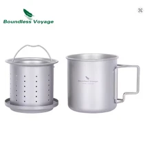 Boundless Voyage 420ml Titanium Mug w/ Strainer Lid Lightweight Camping