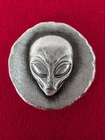 MK Barz Grey Alien Head 1/2 Ozt .999 Fine Silver Poured Round