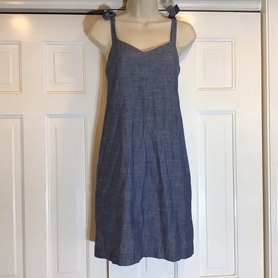 J. Crew Chambray Dress Tie Strap Mini Dress Size XXS Preppy Classic Coquette