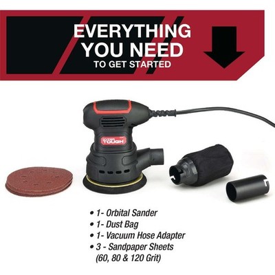 2.5 Amp Corded 5 Inch Orbital Sander with Dust Bag Vacuum Hose Adapter New