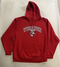 Wisconsin Badgers Pullover Hoodie Men s Size XL Red Long Sleeve Sweatshirt NCAA