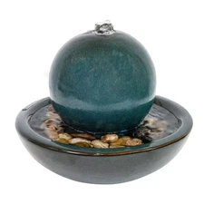7 In. Ceramic Cascading Indoor Tabletop Water Fountain with Orb