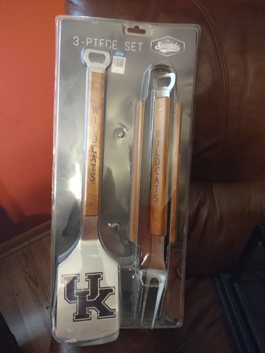 UK Kentucky Wildcats 3 Piece Grill Set Spatula Tongs Fork You the Fan Barbecue - Picture 1 of 1