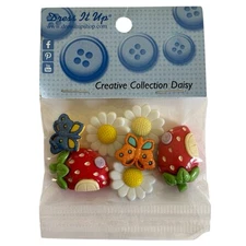 Dress It Up Creative Collection Daisy Buttons - Strawberry Flower Butterfly 030