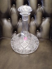 ROYAL ALBERT CRYSTAL CUT GLASS SHIPS BELL BOTTOM DECANTER MADE IN POLAND, H 10"