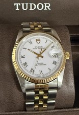 Tudor Prince Oysterdate Ref 74000 34mm Gold Fluted 18k Bezel Roman Numeral Dial