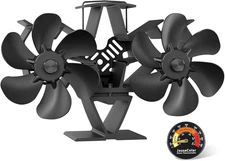 Wood Stove Fan Heat Powered | 12-Blade Non Electric Heat Activated | Cocoon Fan 