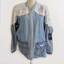 Vintage Gitano Denim Jacket Upcycled Distressed Boho As Is Embroidered