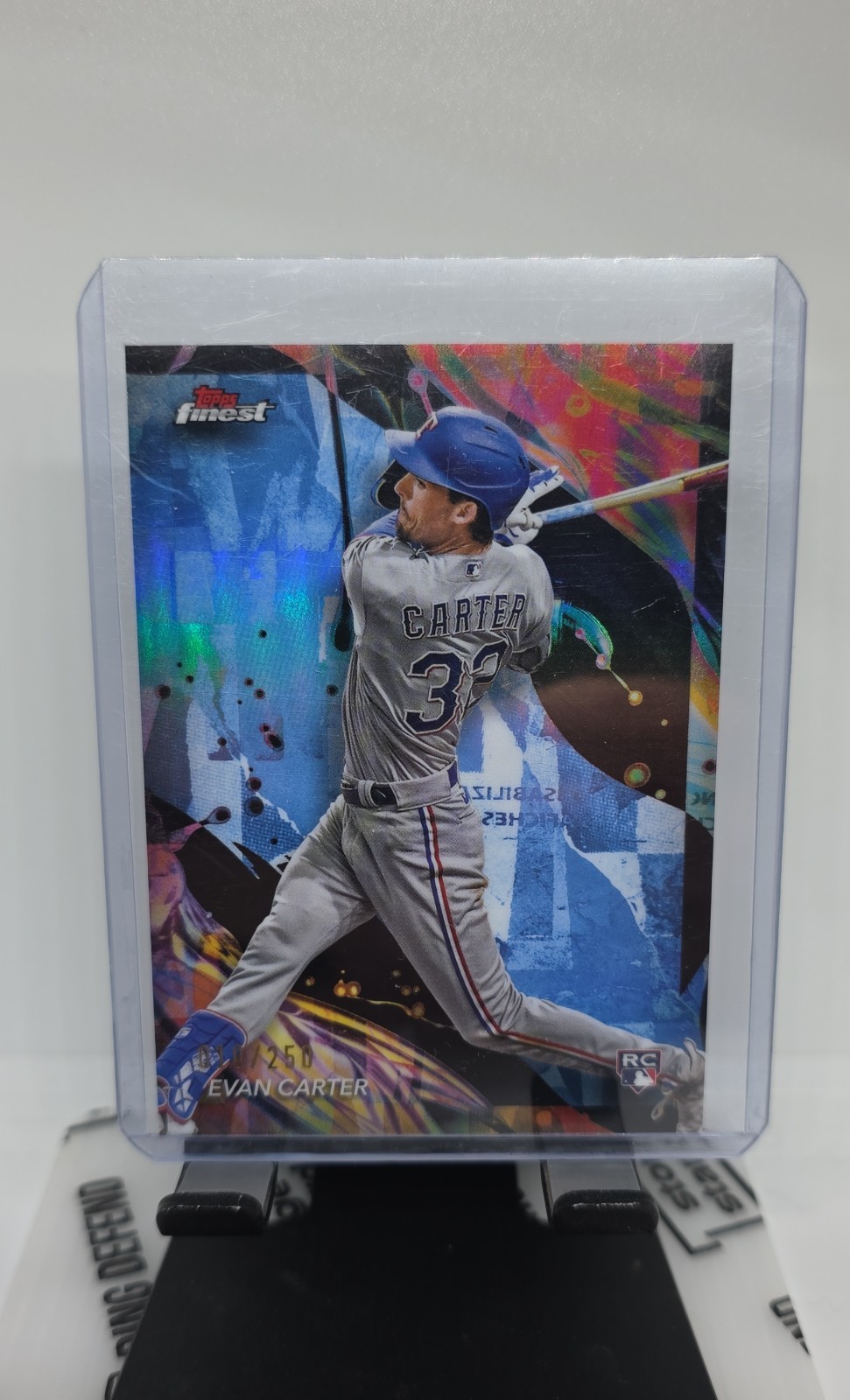 2024 Topps Finest - Uncommon Evan Carter #107 Sky Blue Refractor /250 (RC)