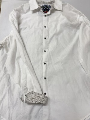 Robert Graham Button Down Shirt Mens 2XL White Classic Fit