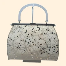 1960s Vintage Navy Patent Leather 3-in-1 Convertible Handbag Stylecraft Miami