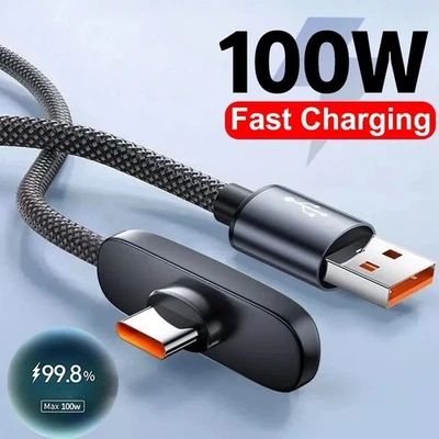 90 DEGREE Right Angle USB Type C Fast Data Sync Charger Charging Cable Lead Wire - Image 1 of 4