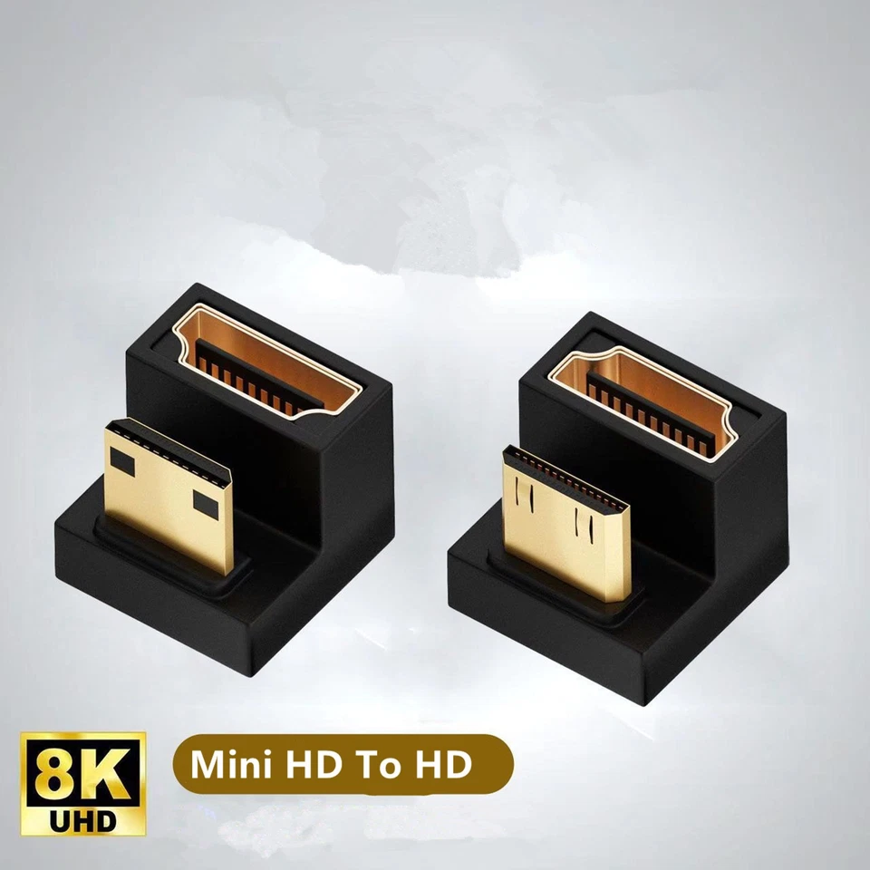 U Shape Mini HDMI Male To HDMI Female Adapter 8K HDMI To 180 Degree Converter D - Image 4 of 4