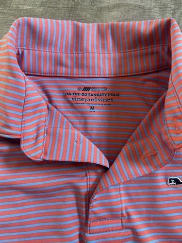 New Vineyard Vines Boys On The Go Sankaty Striped Polo Shirt Medium 12/14 - Picture 3 of 4