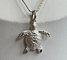Sterling Silver Turtle Necklace 3.34g Fine Jewelry 17.75" Chain Summer Memories