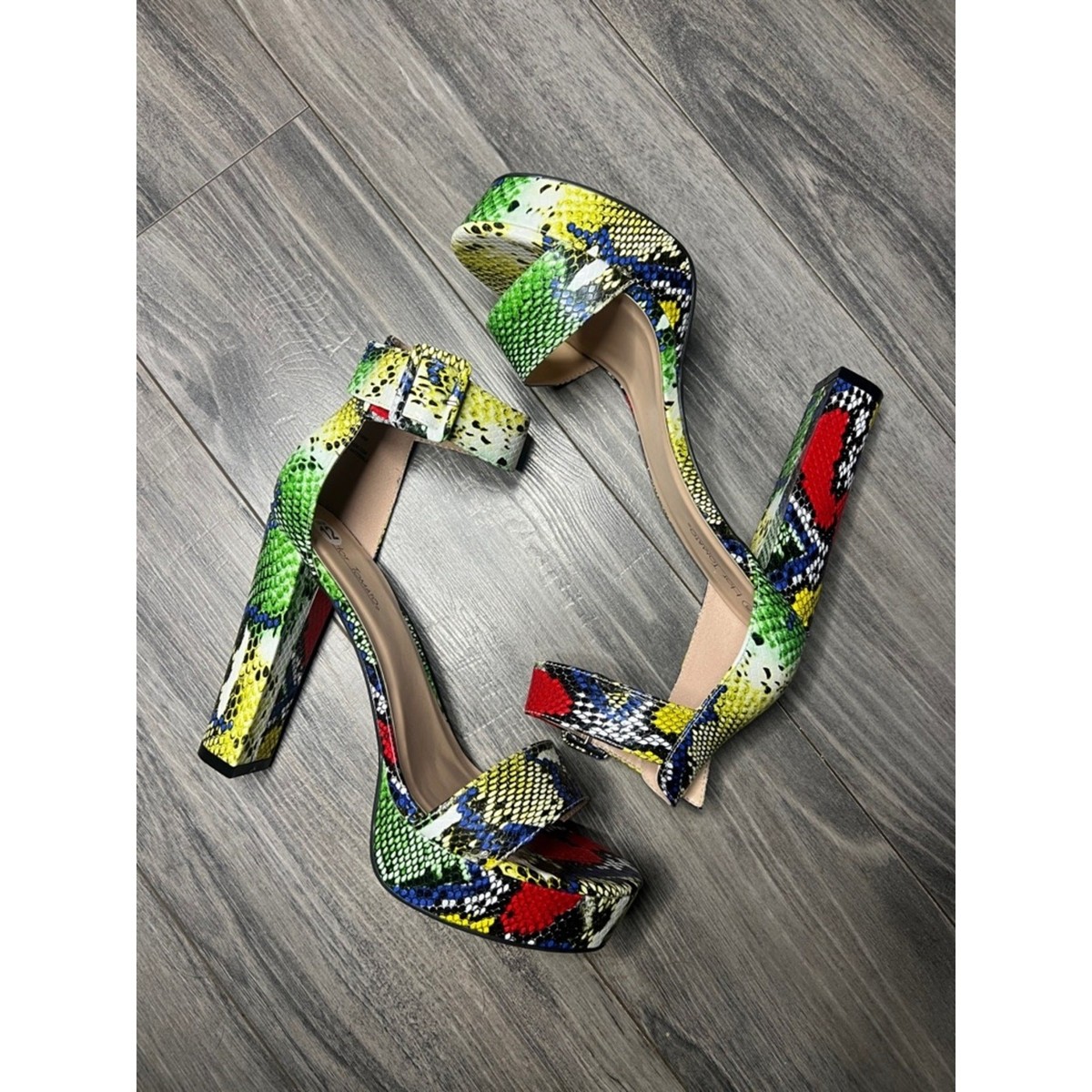 MABOU leather snake skin print Green and Yellow Loafers Block heels SZ8 Martine Rose Square Toe Heel (Yellow/Black) – CNCPTS main image 3