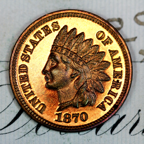 * 1870 * PRISTINE++ RED GEM PROOF INDIAN HEAD PENNY * FROM ORIGINAL COLLECTION