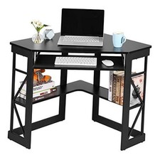 Corner Computer Desk 41 x 30 inches with Smooth Keyboard  Storage Black