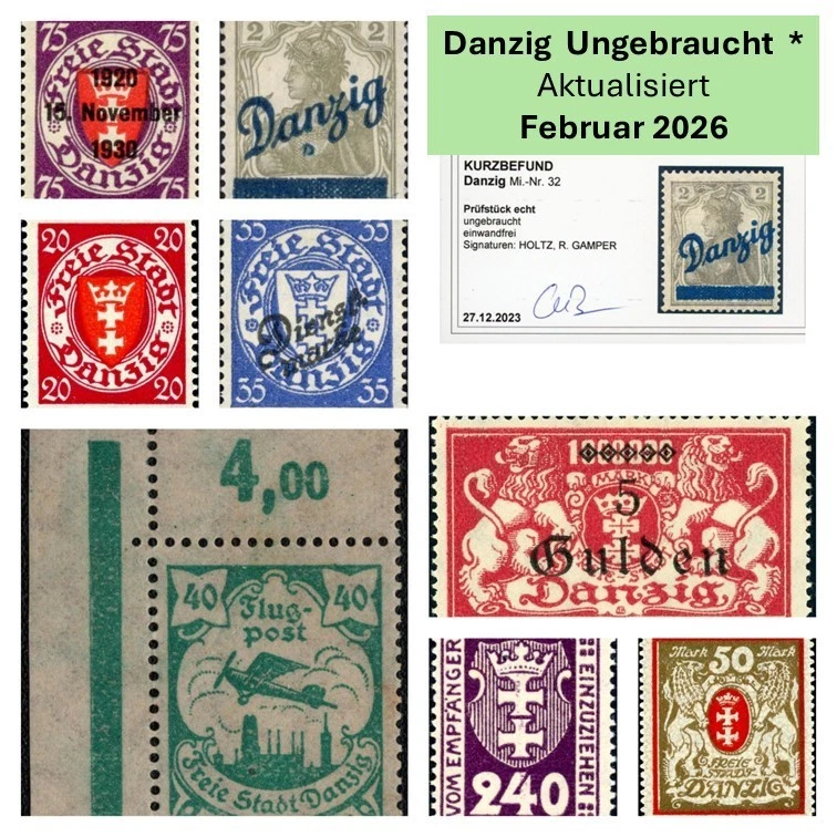 Danzig Briefmarke Ungebraucht Michel 1-308 Dienst Porto Fischer 1-306  * Mint MH - Bild 1 von 1