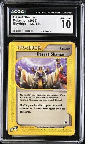 CGC 10 GEM MINT Desert Shaman 123/144 Skyridge Vintage WOTC 2003 Pokemon Card