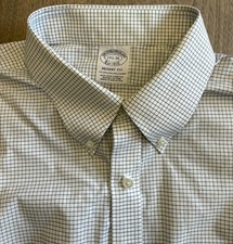 Brooks Brothers Regent Mens 17-1/2 35 Non-Iron Supima Black/White Check Shirt