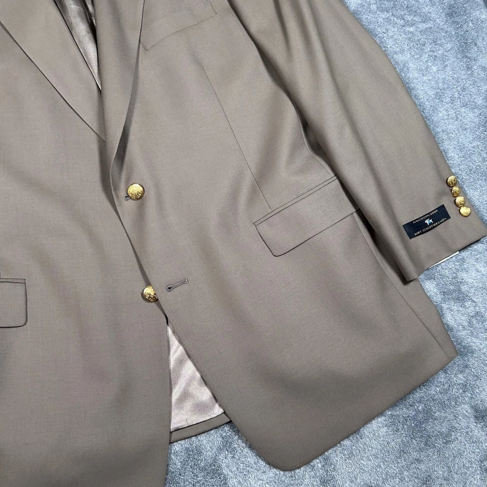 Chaqueta Blazer Hart Schaffner Marx Micron 2000 Lana Marrón Dorado Botón 48R Nueva con Etiquetas EE. UU. Foto 4 de 4