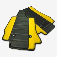 Chevrolet Chevy Corvette C7 Z06 Two Tone Black and Yellow Floor Mats Eco Leather