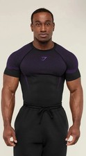 Gymshark Onyx 5.0 Seamless T-Shirt - Black/Athletic Purple MEDIUM READY TO SHIP