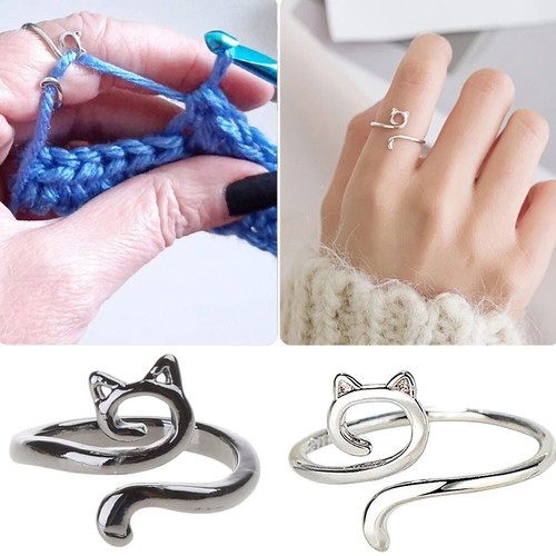 Adjustable Knitting Loop Crochet Tool Sewing DIY Knitting Accessories Ring UK - Afbeelding 1 van 15