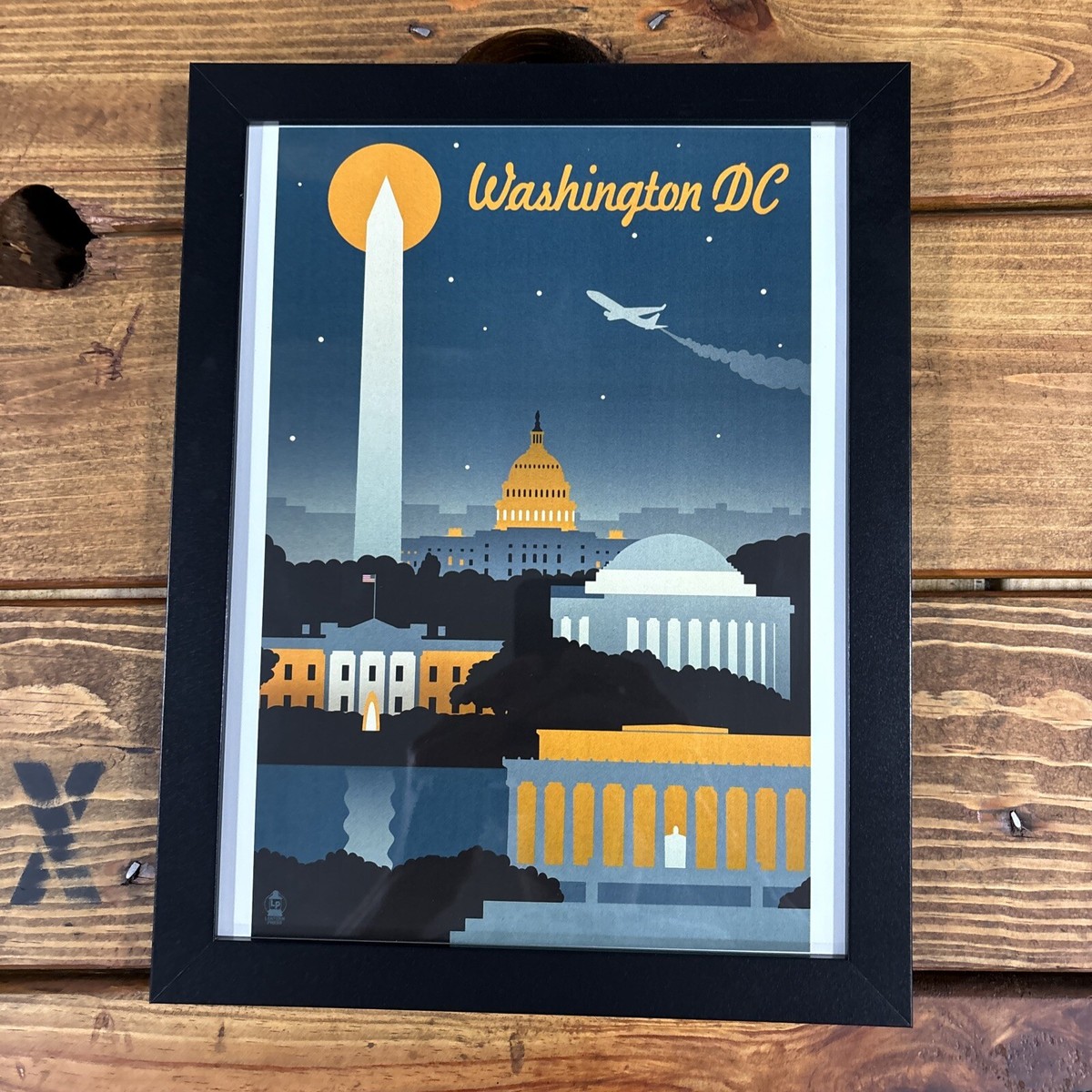 Washington, DC, Retro Skyline Framed Wall Art Print, Washington DC