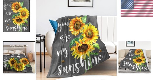 Gorgeous Sunflower Throw Blanket 80"x60" - Perfect Gift for All Occasions - Picture 2 of 9