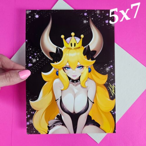 Bowsette Art Print by Artist of Apathy. Gaming Fan Wall Art. Ships Flat & Safe. - Picture 1 of 8