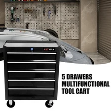 NEW 5-Drawer Rolling Stainless Steel Tool Box for Garages and Repair Shops black