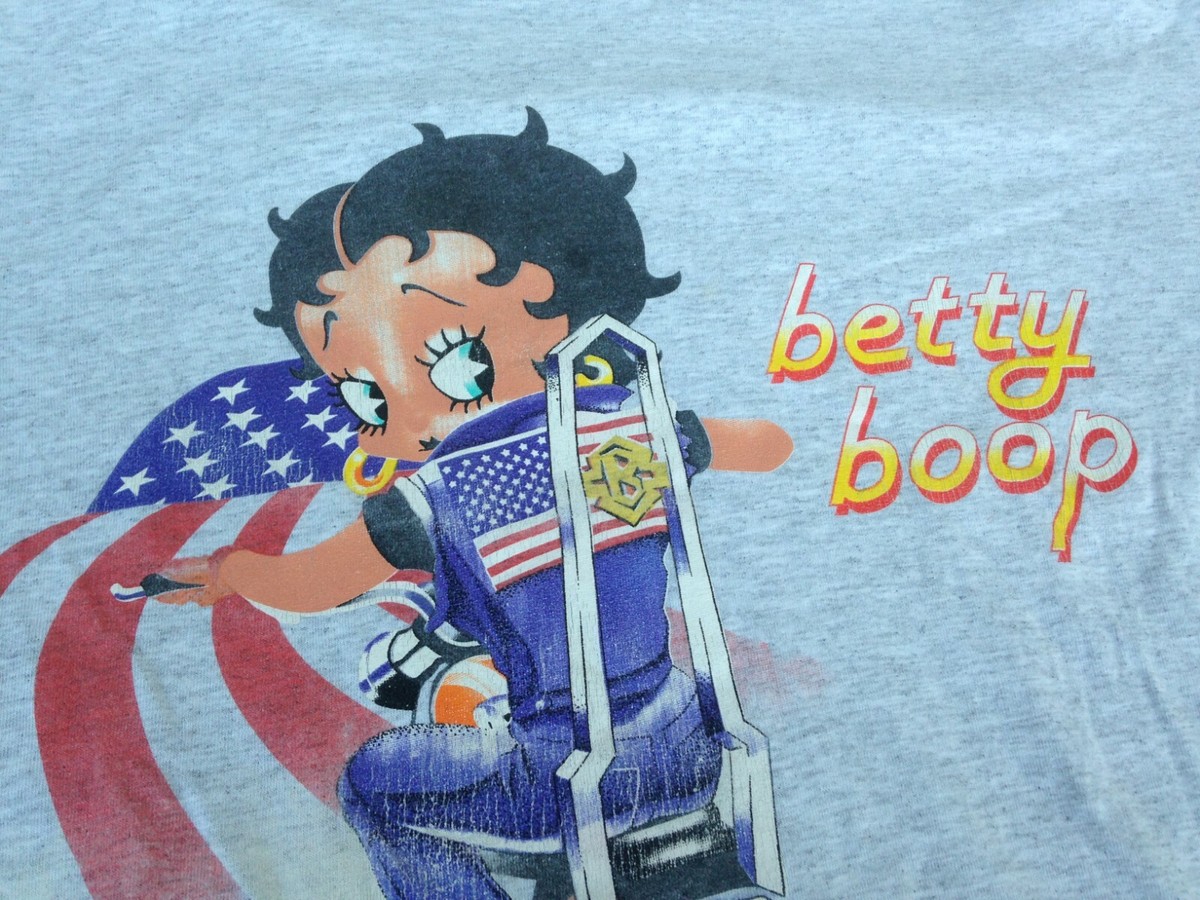 VTG 90'S BETTY BOOP MOTORCYCLE T SHIRT USA AMERICA HARLEY DAVIDSON