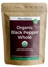 Viva Doria Whole Black Pepper, Organic Black Peppercorn, 16 oz