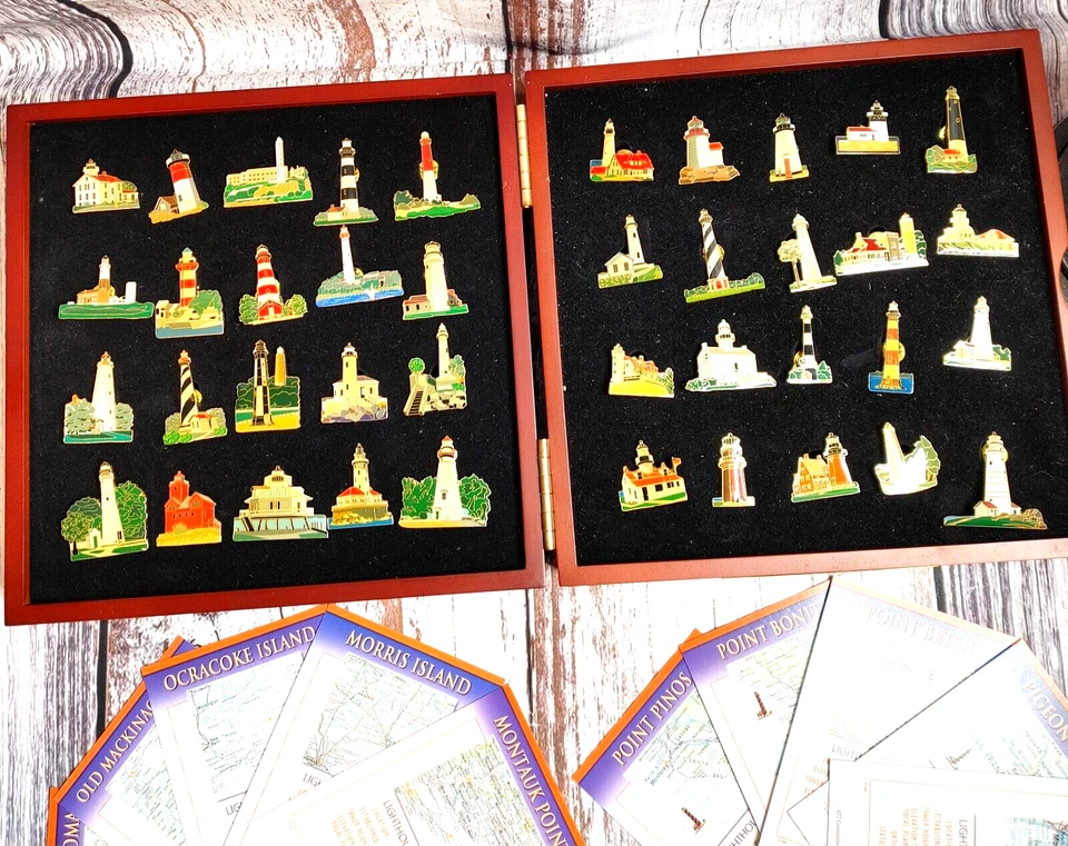 WILLABEE-WARD LOT OF 40 Lighthouse Pin Collection Lapel Pins w/Display Box/More. - Image 3 of 4