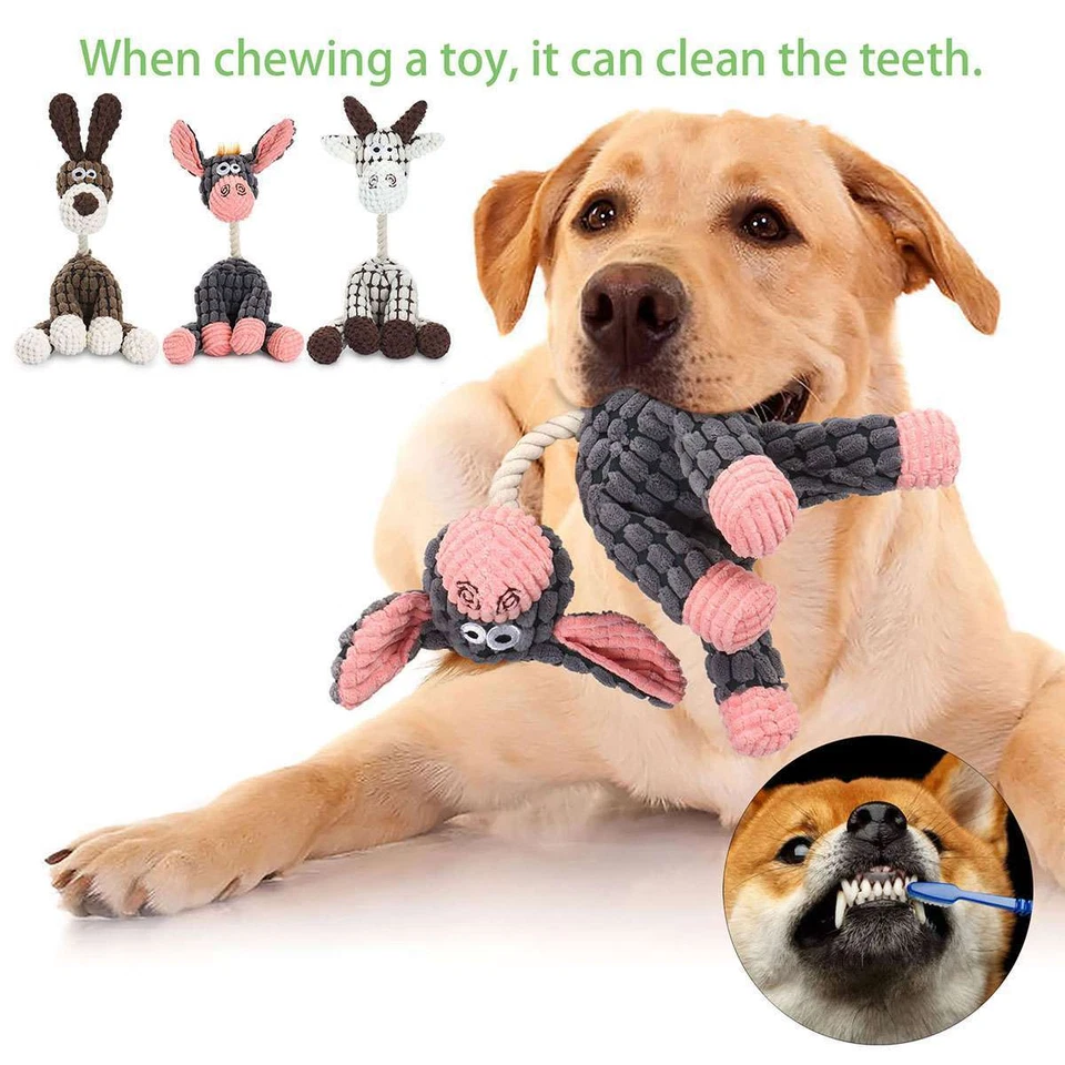 Chew Toy Squeaky Plush Dog Toy For Aggressive Chewers With Chew Pet Toys US - Image 4 of 4